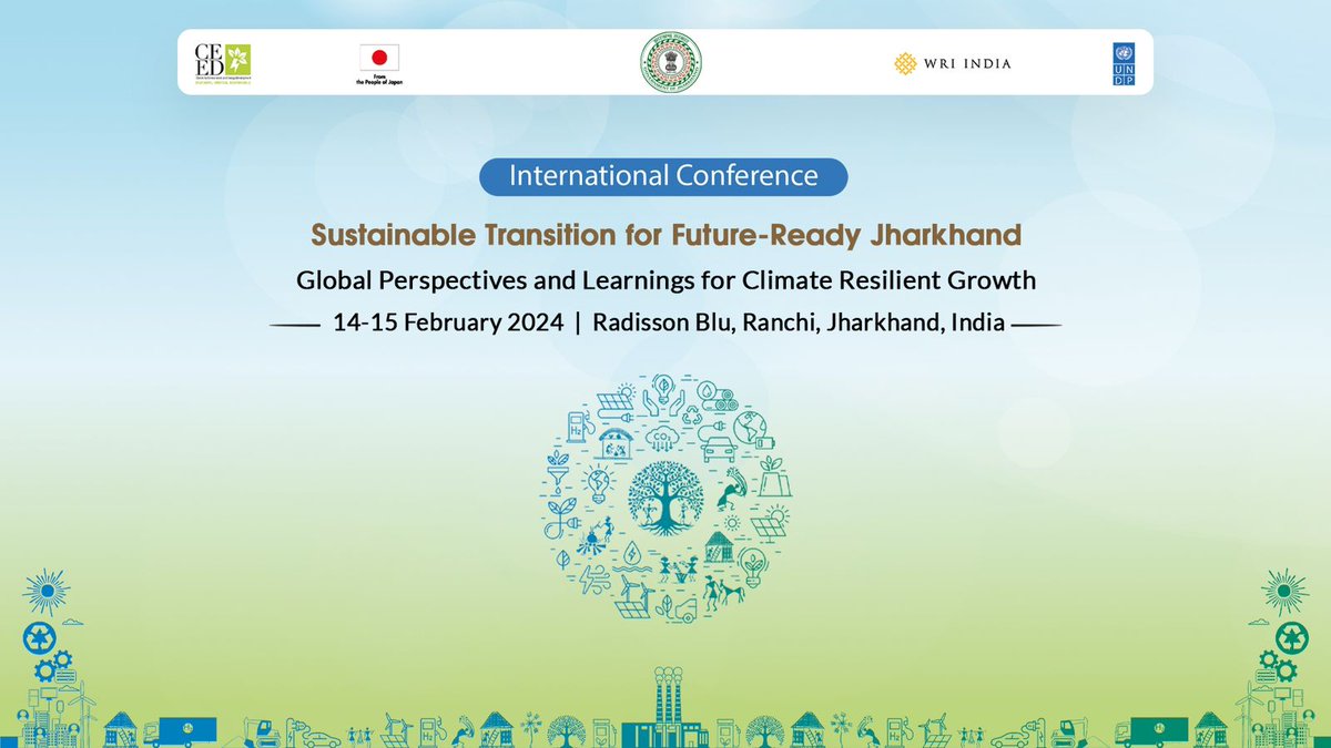 Ensuring a Just & Sustainable Transition to #LeaveNoOneBehind.

A 2-day workshop on Sustainable Transition for Future-Ready Jharkhand, supported by @UNDP_India, @CEED_India & @WRIIndia kicked off in #Ranchi today.

The event will discuss strategies for #ClimateResilient growth.