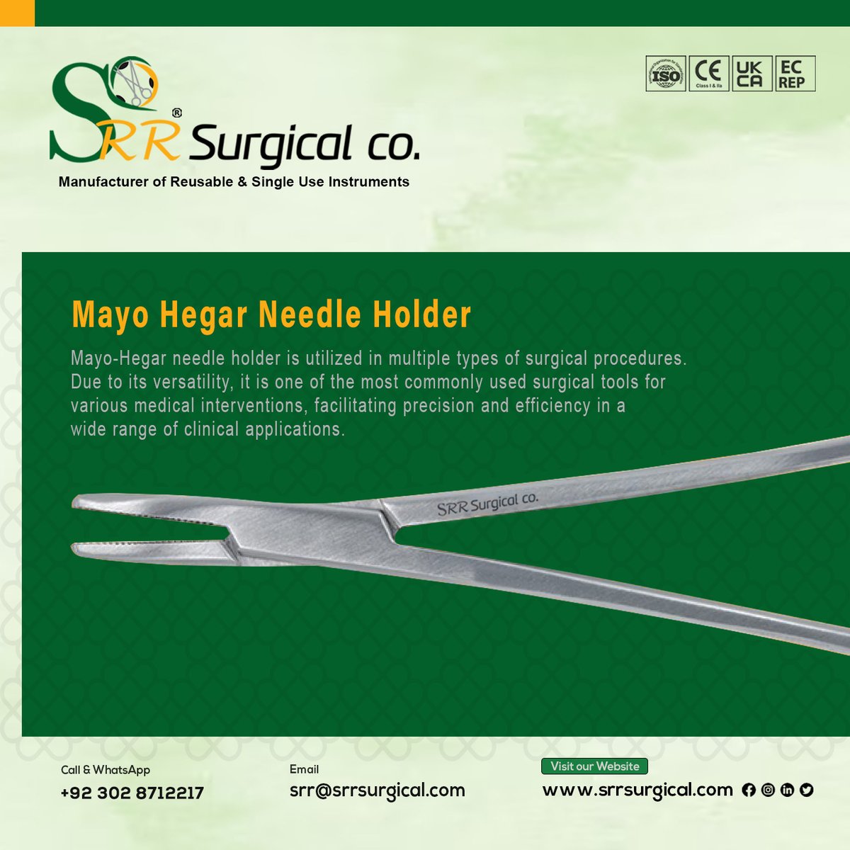 A needle holder is a surgical instrument used to hold a needle during ...