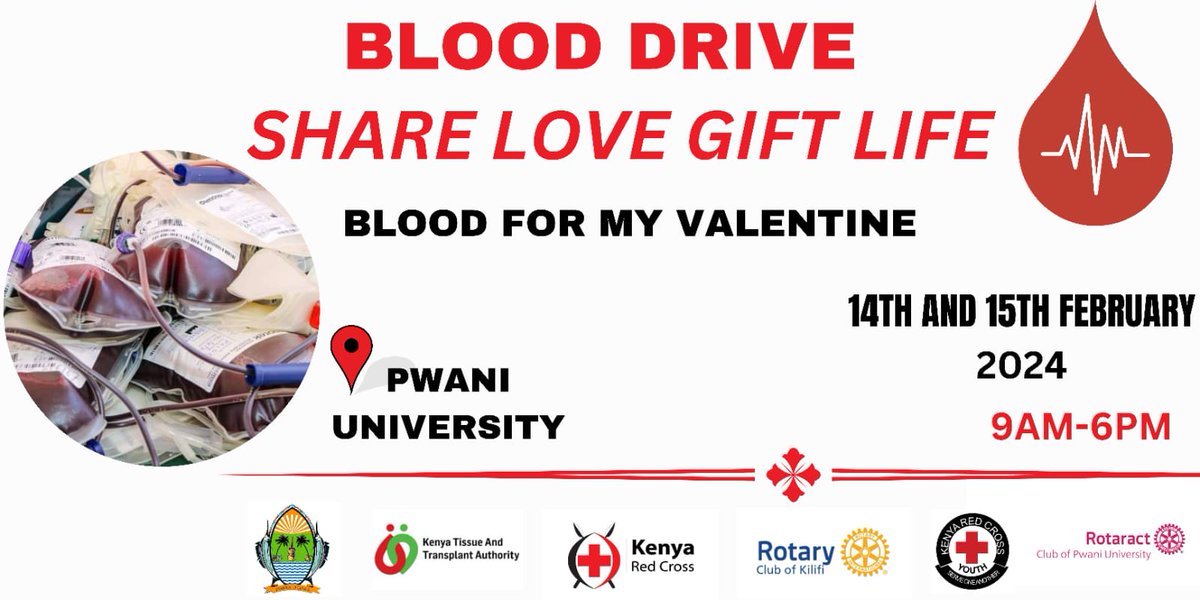 Donating blood on Valentine's Day is a meaningful way to contribute to the community and show love through lifesaving actions. If you are around @Pwaniuni, come and donate blood.