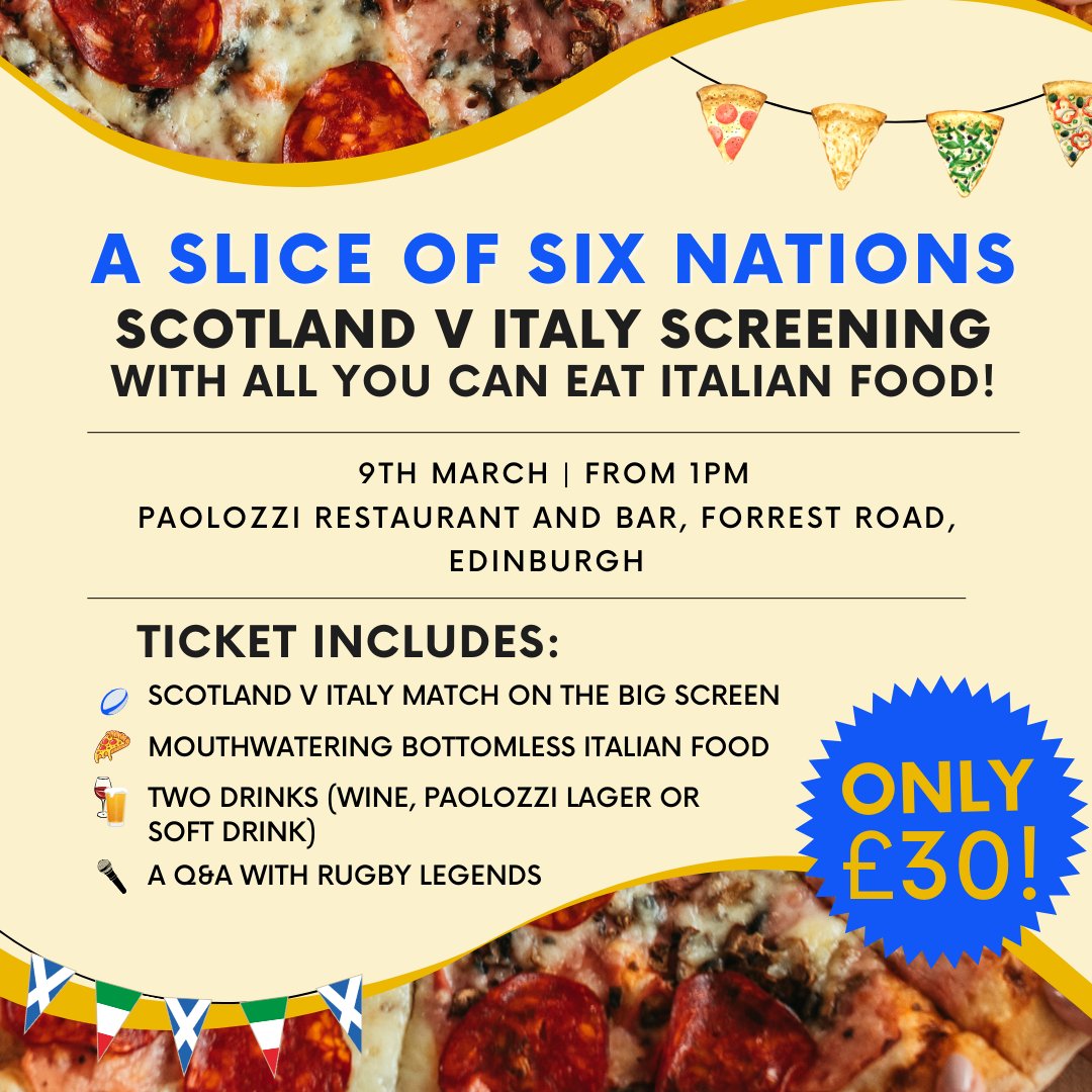 Back by popular demand - SOHK is doing another live rugby match screening. Watch the #SCOvITA match with BOTTOMLESS Italian food! Book now to avoid disappointment! sohk.org.uk/scovita #SixNations2024 #SixNationsRugby #Edinburgh #Events