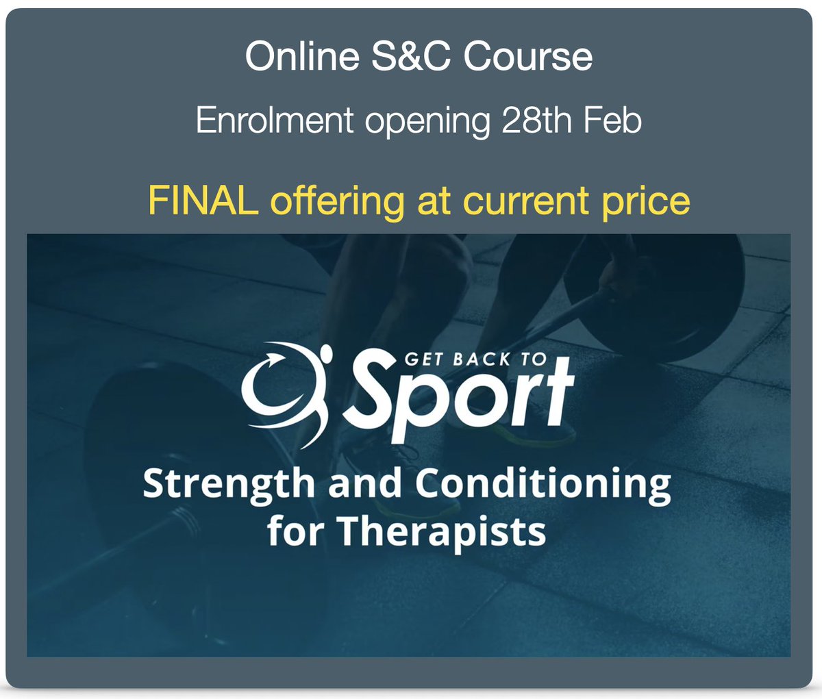 "This wonderful course has transformed my rehab with clients, and installed a new sense of joy in my career! It has transformed my own training too, and I feel stronger than ever"😊

Humbling testimonials for this hugely popular course 🙏

This is the last time I'll be offering