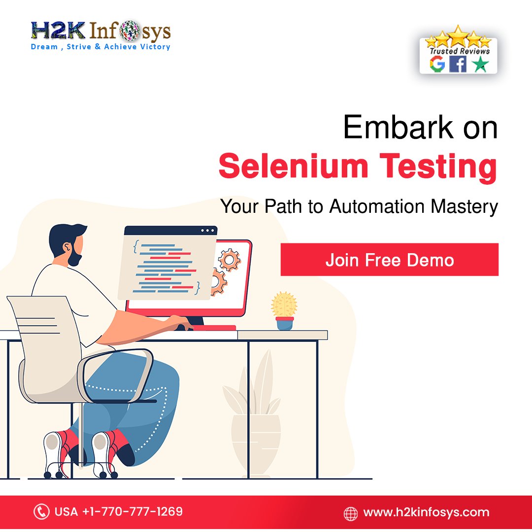 h2kinfosys's tweet image. Transform your testing career with our Selenium Web Automation course. Master the art of creating scalable and reliable automated tests for web applications. 
Enroll Here: bit.ly/2Xp5dZK
Call: +1 770-777-1269
#automationtestinginselenium #selenium #seleniumwebdriver