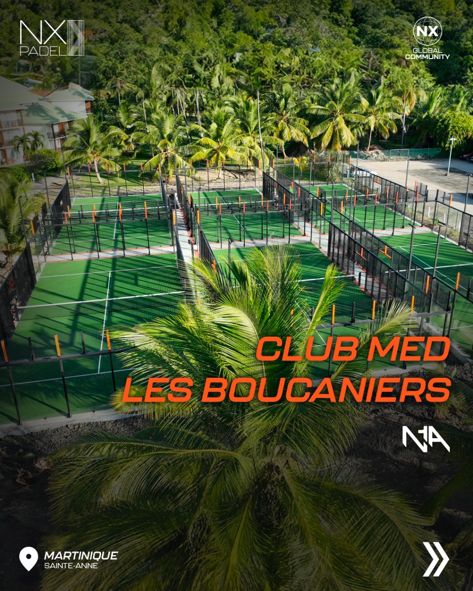 NXPadel_'s tweet photo. 🇲🇶 At @clubmed Les Boucaniers in Martinique, padel has finally landed. 

🎾6 Fiberglass Padel Courts in our #N1A (Fiberglass Structure + ComfortGlass) model in #Sunset coloring.

🔧Project done by: ARS

#NXPadel #ExperiencePadelToTheFullest https://t.co/czcRyhgLvs