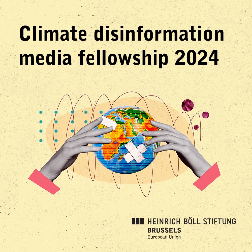 boell_eu's tweet photo. 🟢📢 Are you a journalist covering the #climate-#disinformation nexus? 
✍️🏽 Apply now for our 𝗖𝗹𝗶𝗺𝗮𝘁𝗲 𝗱𝗶𝘀𝗶𝗻𝗳𝗼𝗿𝗺𝗮𝘁𝗶𝗼𝗻 𝗺𝗲𝗱𝗶𝗮 𝗳𝗲𝗹𝗹𝗼𝘄𝘀𝗵𝗶𝗽 𝟮𝟬𝟮𝟰, before 10 March! ➡️ https://t.co/KEKlQ4GSEc
#SpreadLoveNotDisinformation 💘
@BoellStiftung @boell_us https://t.co/3ZQRgtDkV2