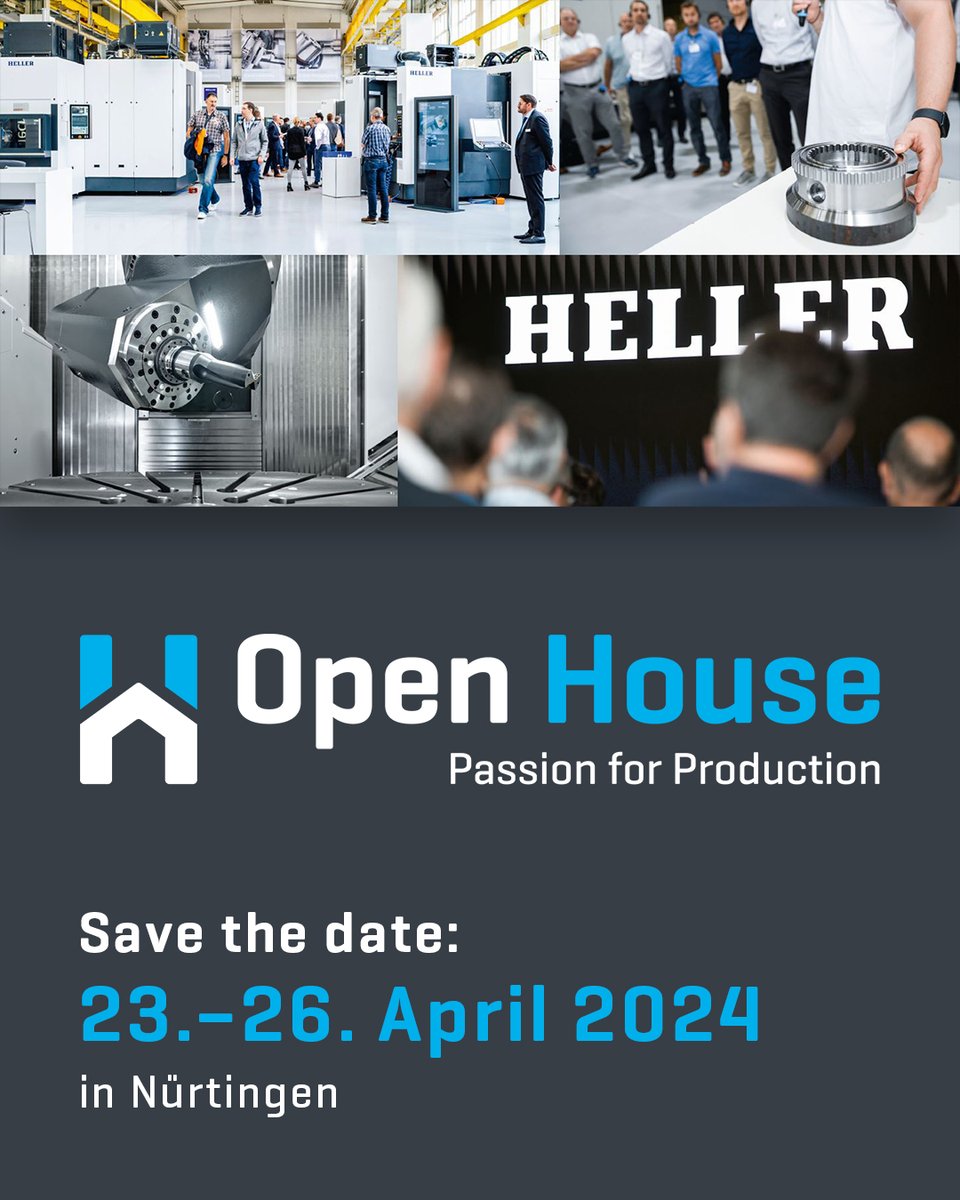 Come and visit us at our headquarters in Nürtingen in April. Powerful machines live in action, innovative solutions and inspiring discussions – four days focused on our Passion for Production. #hellermachinetools #engineering #technology #turnkey #ukmfg #ukmanufacturing #cnc