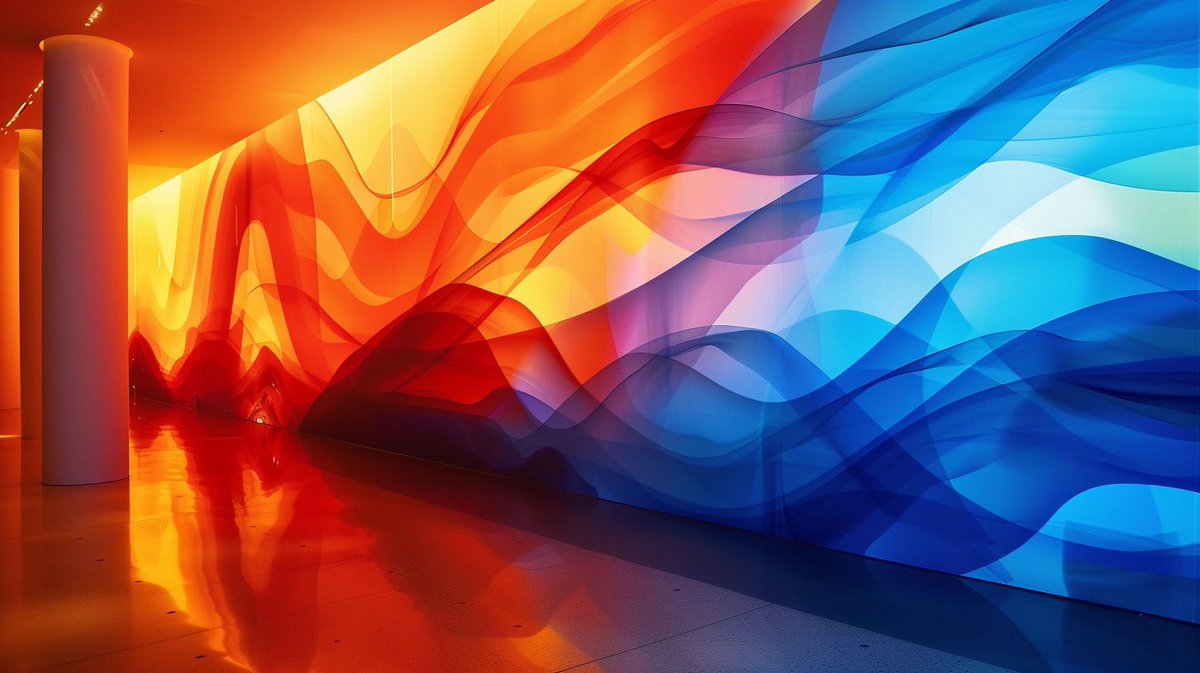 hieysto's tweet photo. 🌅 "Radiant Spectraflow." AI merges with the sun's rays, creating a dynamic #colorplay. Perfect for #moderninteriors and #innovativedecor. What feelings does it stir in you? #aiart #aiassisteddesign #designinspiration #colorfulart #aifuture https://t.co/RvXZ3EcWNV