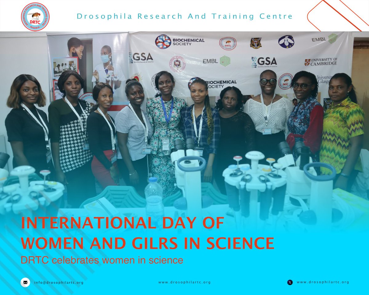 #Drosophila Research and Training Centre supports women and girls in science by providing access to ultra-modern laboratory and research materials. We also expose students in secondary schools to the world of drosophila research #InternationalDayofWomenandGirlsinScience #research