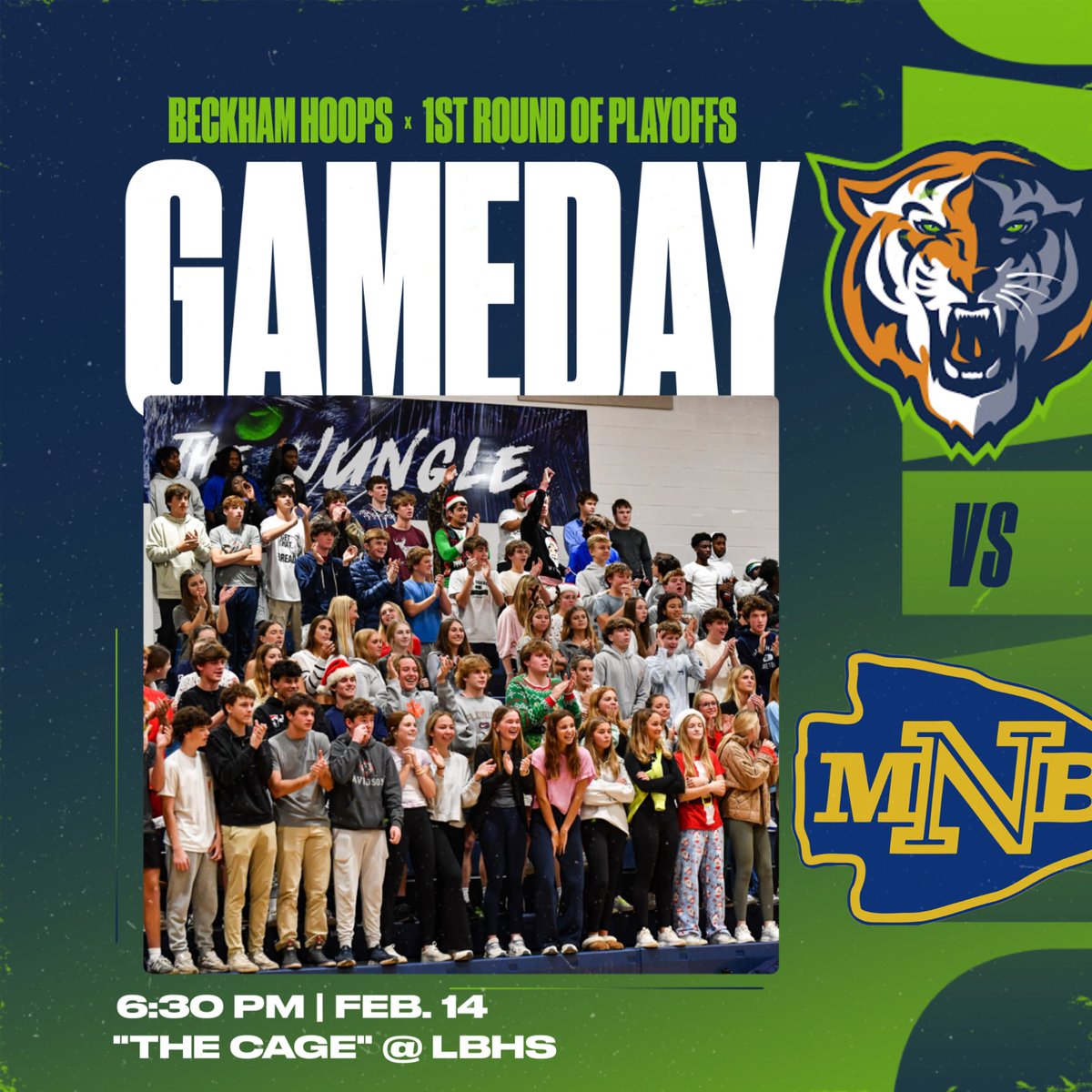 Beckham_Hoops's tweet photo. ‼️GAMEDAY‼️
The Bengals take on North Myrtle Beach in the first round of playoffs tonight at HOME at 6:30pm‼️
Let’s PACK THE CAGE‼️
#BeckhamHoops https://t.co/tbsxDff6VP
