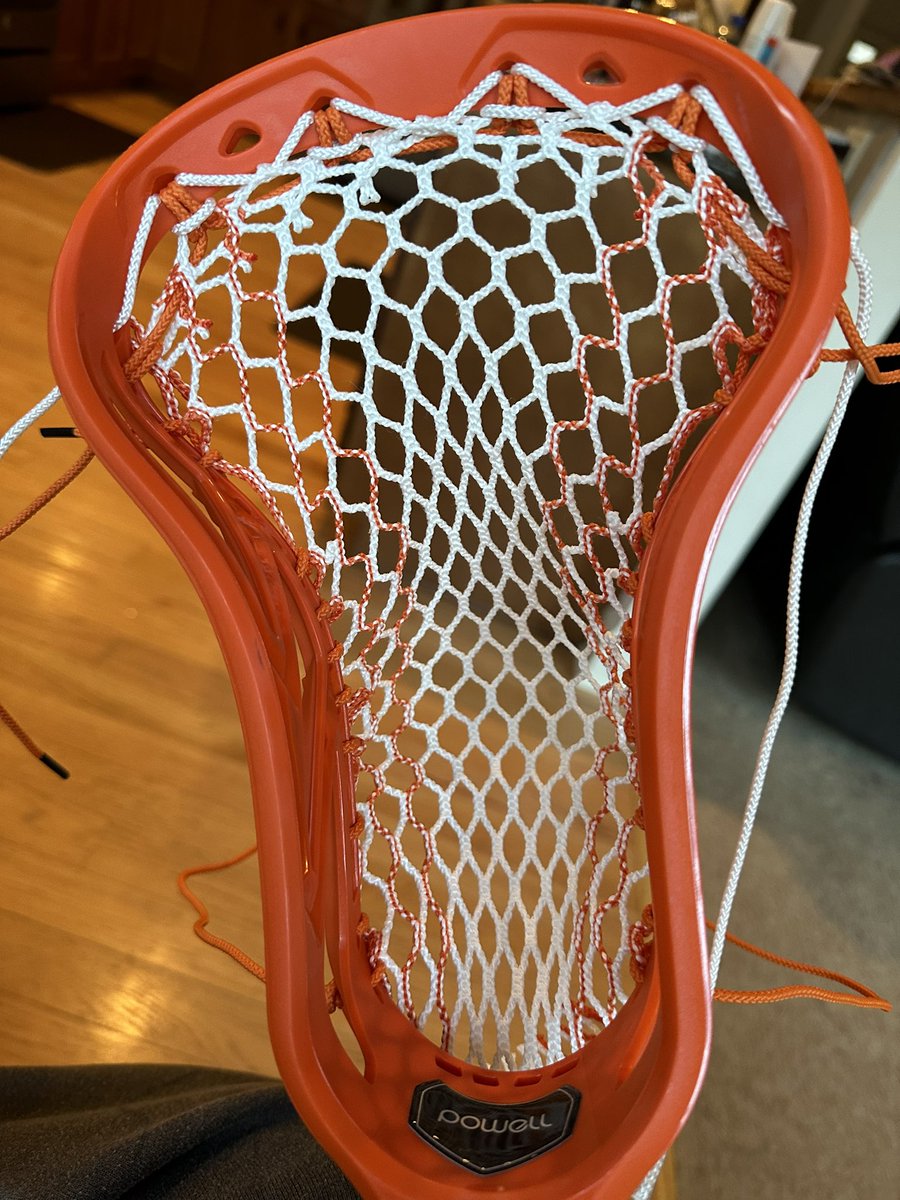 lumbracg's tweet photo. @powelllacrosse loving my new head but these top string holes are small! lol still managed to do a 9 diamond triangle top string though. https://t.co/pJaGmchS36