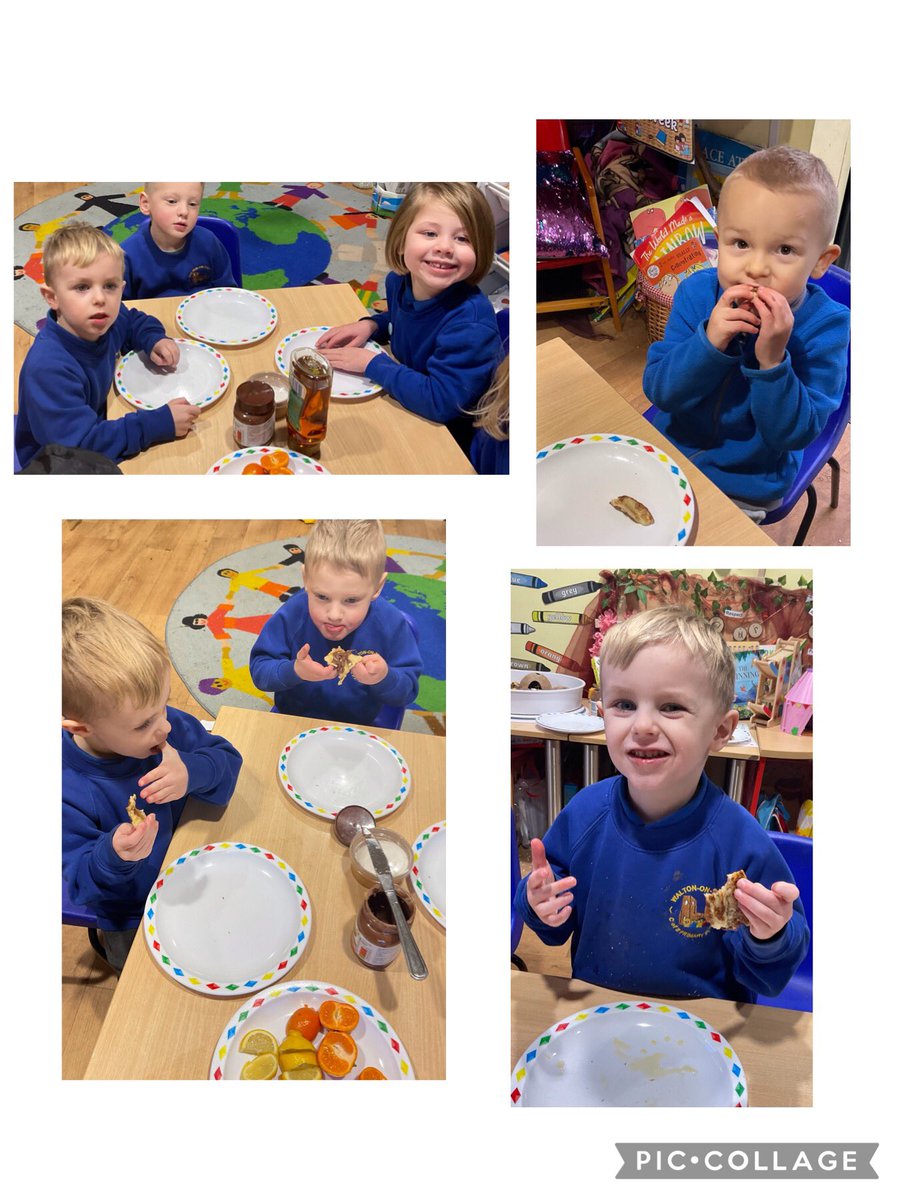The Rabbits made marks to create their own pancake toppings to celebrate #ShroveTuesday. 
They made the batter and observed the pancakes being cooked and tossed.
Finally, they decorated and enjoyed tasting their creations! #jtmat #eyfs #Creative #ecat