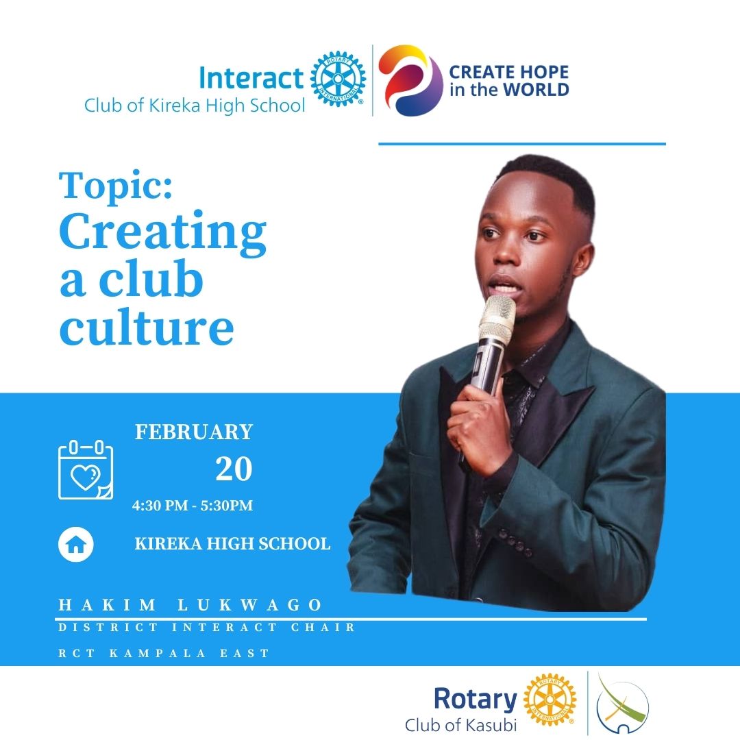 We shall host District Interact Chair @hakimlukwago256 of @interact9213 from @rctkampalaeast at @KirekaInteract 
As we learn about club cultures
#YouthService
#RCK