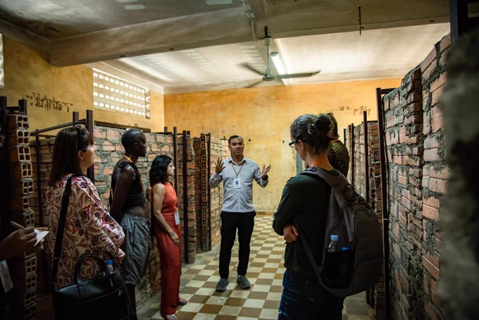 On the morning of February 13, 2024, the participants of the regional conference of the Education, Justice and Memory Network (EdJAM) were warmly welcomed by the team of the Tuol Sleng Genocide Museum. This visit gave participants a better understanding of the atrocities committed by the Khmer Rouge in the dark chapter of Cambodia's history. In addition, all participants also learned about the mission and activities of the museum.
The EdJAM Regional Conference in Cambodia is hosted by Bophana Center under the project “Education, Justice and Memory Network” implemented by the University of Bristol and is funded by the United Kingdom's Arts and Humanities Research Council.
#Bophana #edjam #EdjamRegionalConference #universityofbristol