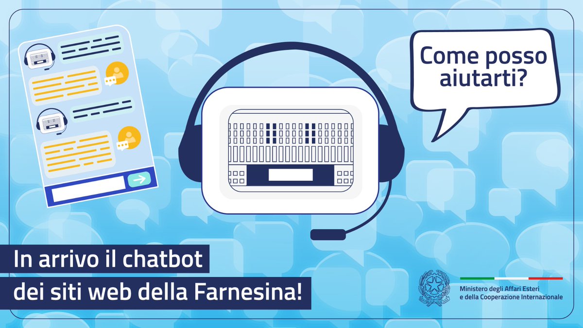 ItalyinMC's tweet photo. SG Amb. Guariglia ha presentato con DG @DePedys e DG @LuigiVignali il nuovo "Chatbot", assistente virtuale del sito web della #Farnesina @ItalyMFA e dei siti delle Ambasciate e dei Consolati 🇮🇹 all'estero.
📷Scopri di più nel nostro video📷 ⤵️

https://t.co/nUy8G1Vlgk https://t.co/M0zZUiJkkO