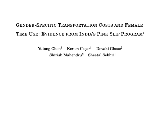 Nuanced effects of free bus subsidy scheme in Punjab &amp; Tamil Nadu on women's time use:

Skilled employed women increase labor supply &amp; reduce time on household chores. Low-skilled married women increase time on household activities &amp; reduce labor supply documents1.worldbank.org/curated/en/099…
