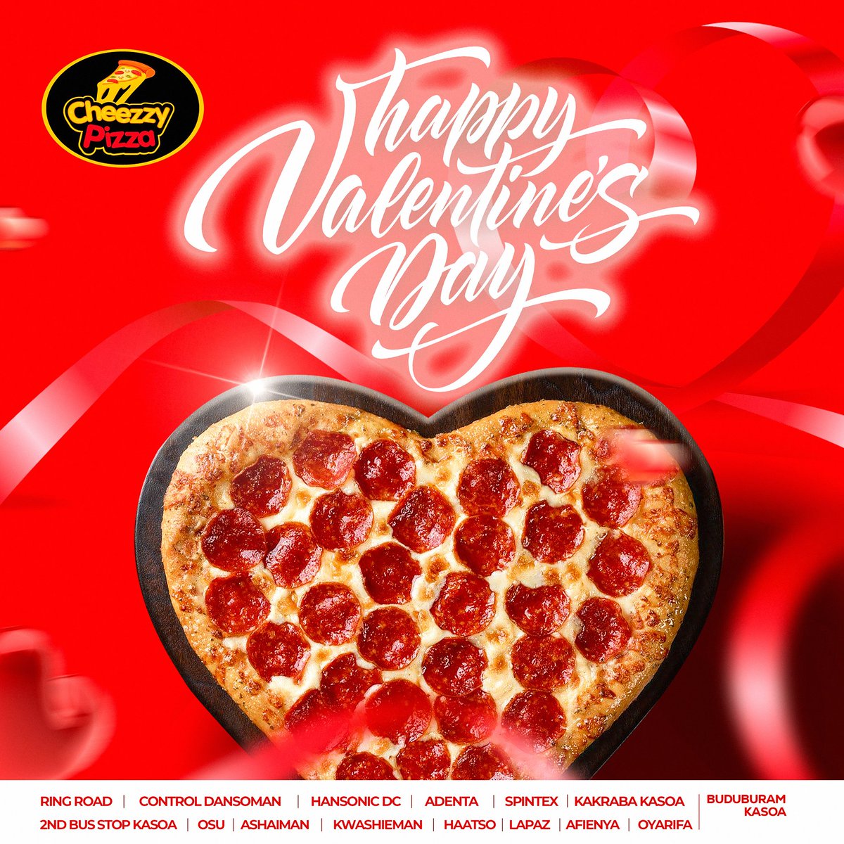 Happy Valentine's Day ❤️. Cheezzy loves you We are available to for dine in, pick up and delivery. Call us on 0544 133 397 to order