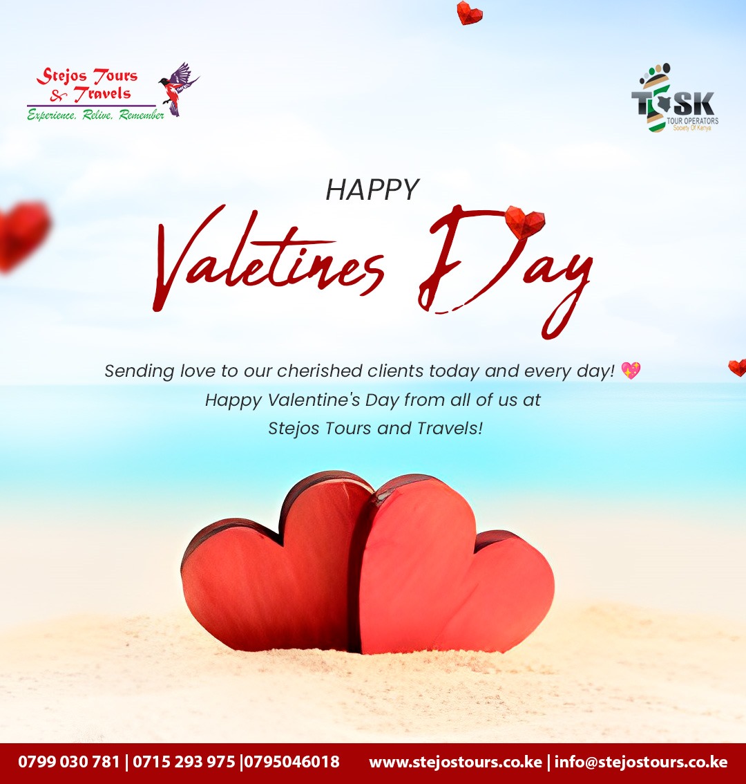 Stejos_Tours's tweet photo. To celebrate the spirit of love and adventure this Valentine's Day, we're thrilled to offer 5 lucky winners a chance to experience the wonders of Nairobi National Park with an exciting and completely free game drive!

Here's how to participate:
Follow us, repost this post and mention one historical significance of Nairobi National Park using the hashtag #ValentinesGameDrive

The contest closes on 19th February and Winner will be picked and announced randomly.  

Don't miss this chance to create lasting memories with your loved ones amidst the captivating beauty of nature!