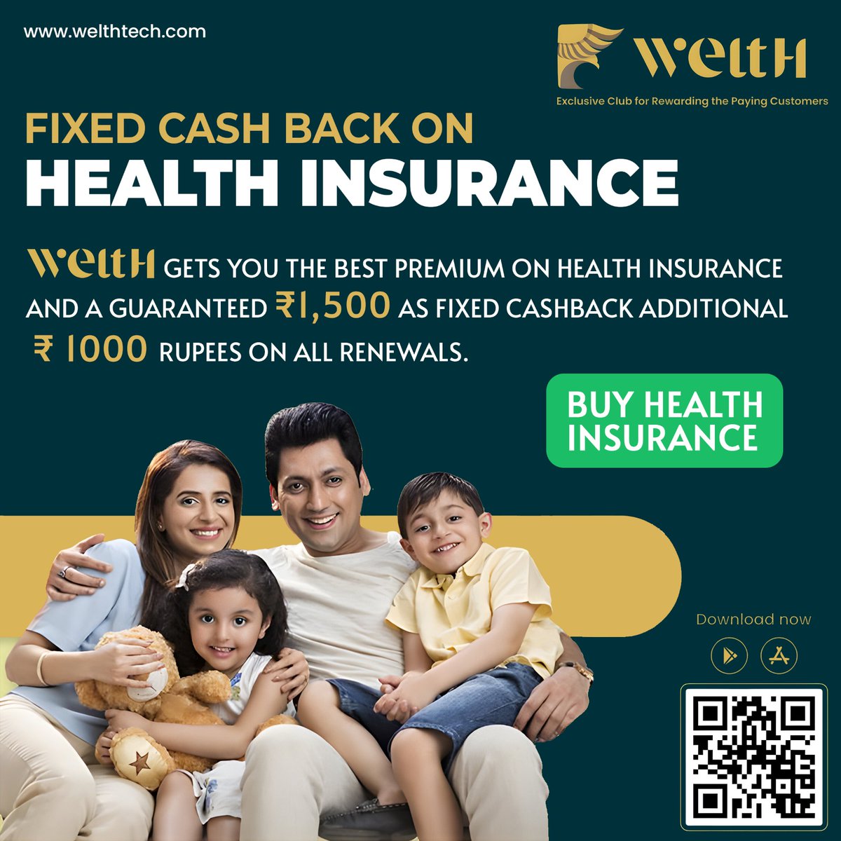 weltHtech's tweet photo. Secure your health with peace of mind and pocket-friendly benefits! Introducing fixed cash back on Health Insurance with Welth. Stay healthy, save money, and enjoy the reassurance of financial security. 
.
.
.
#FinancialWellness #Welth #SecureFuture #WealthForLife #health #health https://t.co/fnW1LpWUcf