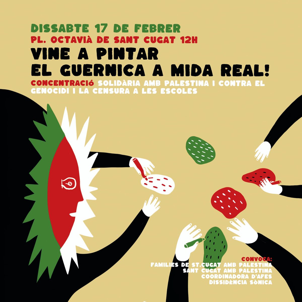 El dissabte 17 a les 12h a la plaça Octavià, la Plataforma Pensionistes de SC participarà de la concentració amb solidaritat amb Palestina.
Us hi esperem, companys, companyes.
"Per les persones, no a les guerres"
"Alto al genocidi a Palestina"