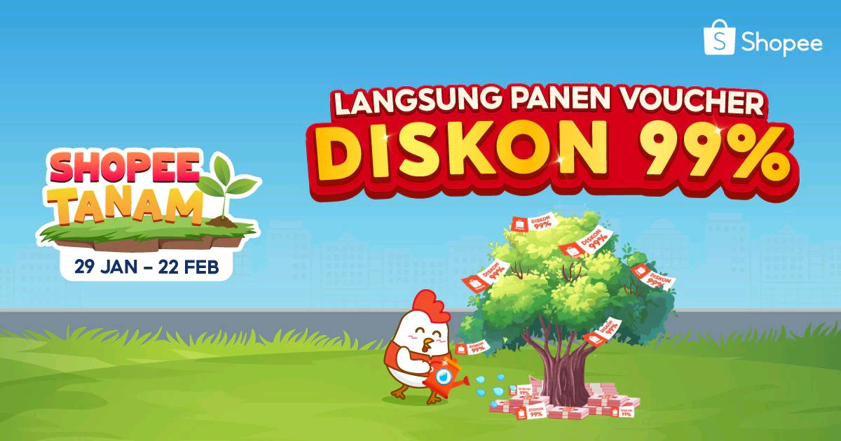 Bantu aku cepat panen Voucher Diskon 99% dari Shopee Tanam. Klik di sini, ya >> shp.ee/02p5accv1e8