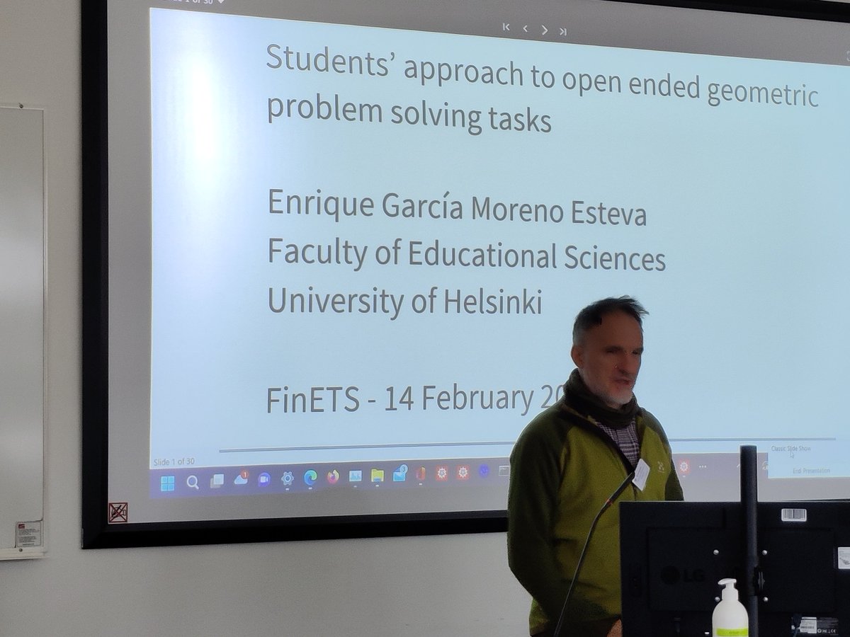 Thank you, Enrique for your engaging presentation showing us how students approach and solve geometric problems and which data sets can be analysed together with eye-tracking data. 
#FinETS2024 #eyetracking #research <a href="/EduSciHelsinki/">Faculty of Educational Sciences, Univ. of Helsinki</a>