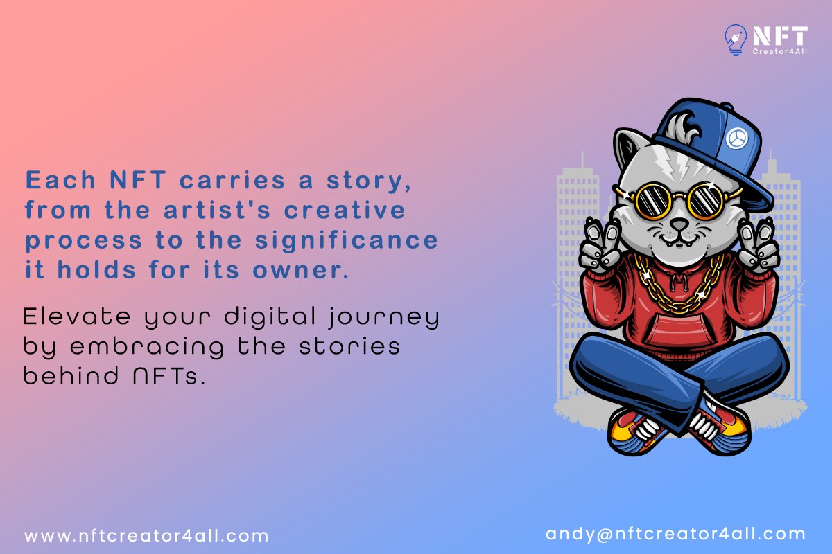 nftcreator4all's tweet photo. 📌Each token is a narrative woven into the #blockchain, revealing the artist's creative process and significance for its owner.

▪️ Beyond #Ownership, NFTs embody unique stories, encapsulated by cryptographic signatures for authenticity. 

#NFTCollection  #NFTArts #NFTCommmunity https://t.co/fU2qiAl71U
