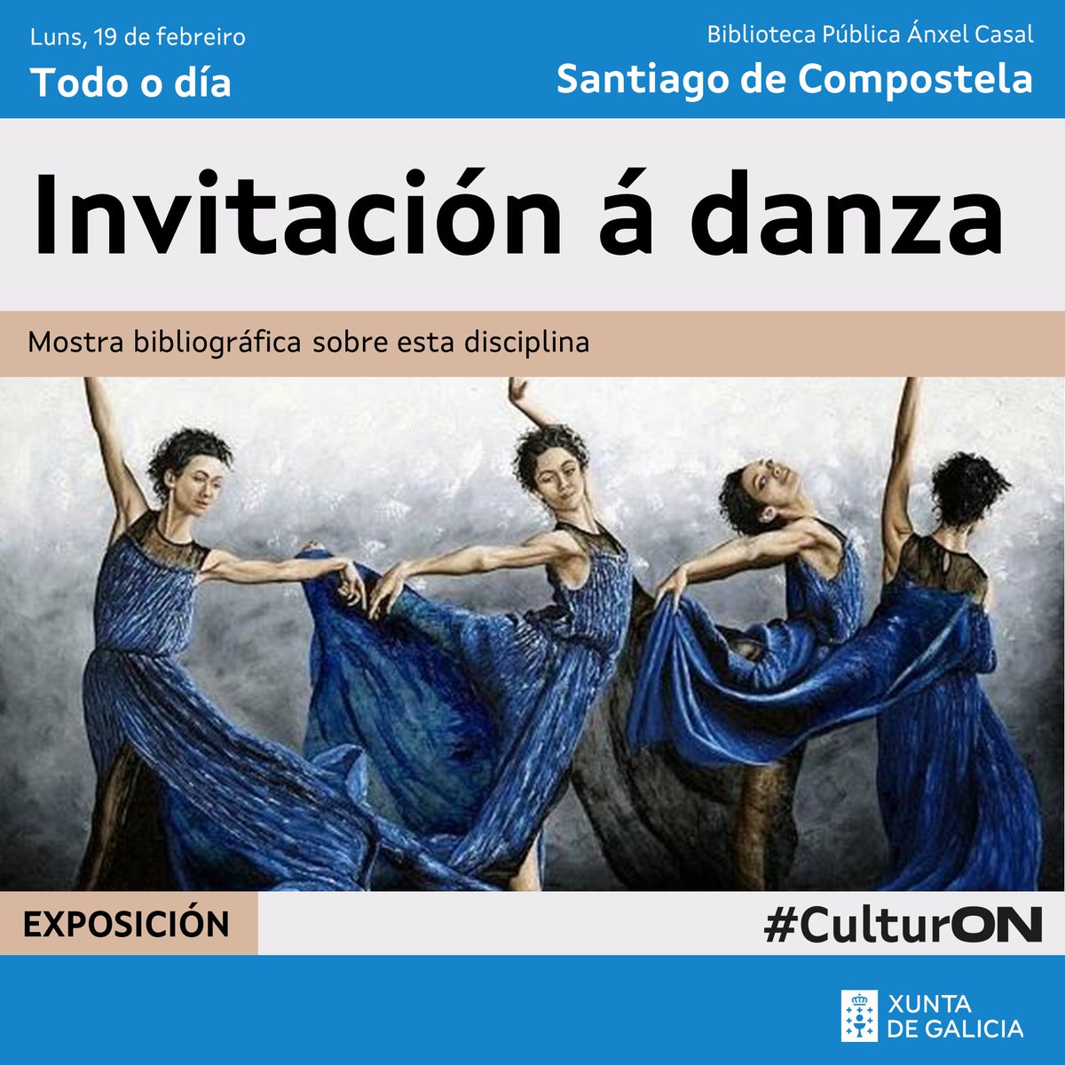 🩰 Es un amante do mundo da danza? Podes descubrir moitas das súas curiosidades na <a href="/bpsanxelcasal/">Biblioteca Pública de Santiago Anxel Casal</a>!

A mostra, que acompaña o ciclo 'Lecturas que danzan', profundiza en temas relacionados con esta disciplina

🗓️Ata o 20 de marzo

ℹ️ Máis ideas en
cultura.gal/gl/axenda 
#CulturON