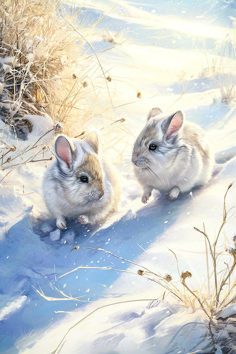 ❄️Chinchillas in Snowy Desert Oasis❄️

#AIart #midjourneyV6