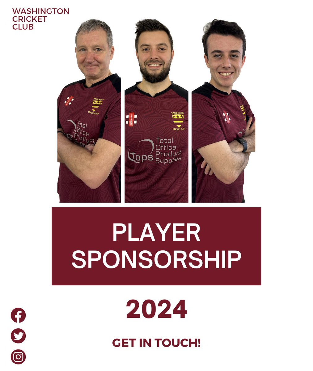 🏏 Washington CC Player sponsors 2024 available now!! 🏏 If you are interested in being a player sponsor for the 2024 season, get in touch❗️