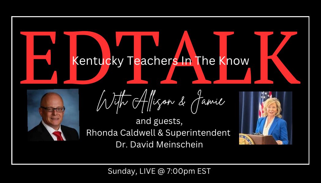 KyInTheKnow's tweet image. Happening LIVE on Facebook, Sunday February 18th at 7:00pm est EdTalk with @joallison_slone &amp;amp; @JamieSparksWSCC and special guests, KASA Director, Rhonda Caldwell and Livingston County Superintendent, Dr. David Meinschein. Topic: Teacher starting pay and raises