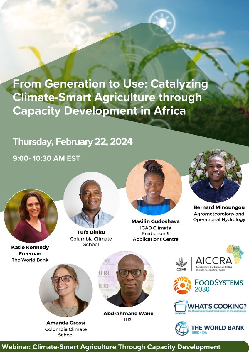 The agriculture and food sector is both a victim and contributor of climate change. Join our webinar on climate-smart agriculture in Africa.

📅 February 22, 2024
⏲️ 9am EST | 2pm GMT

Register here: wrld.bg/qq3t50QAP0r <a href="/WorldBankAfrica/">World Bank Africa</a>