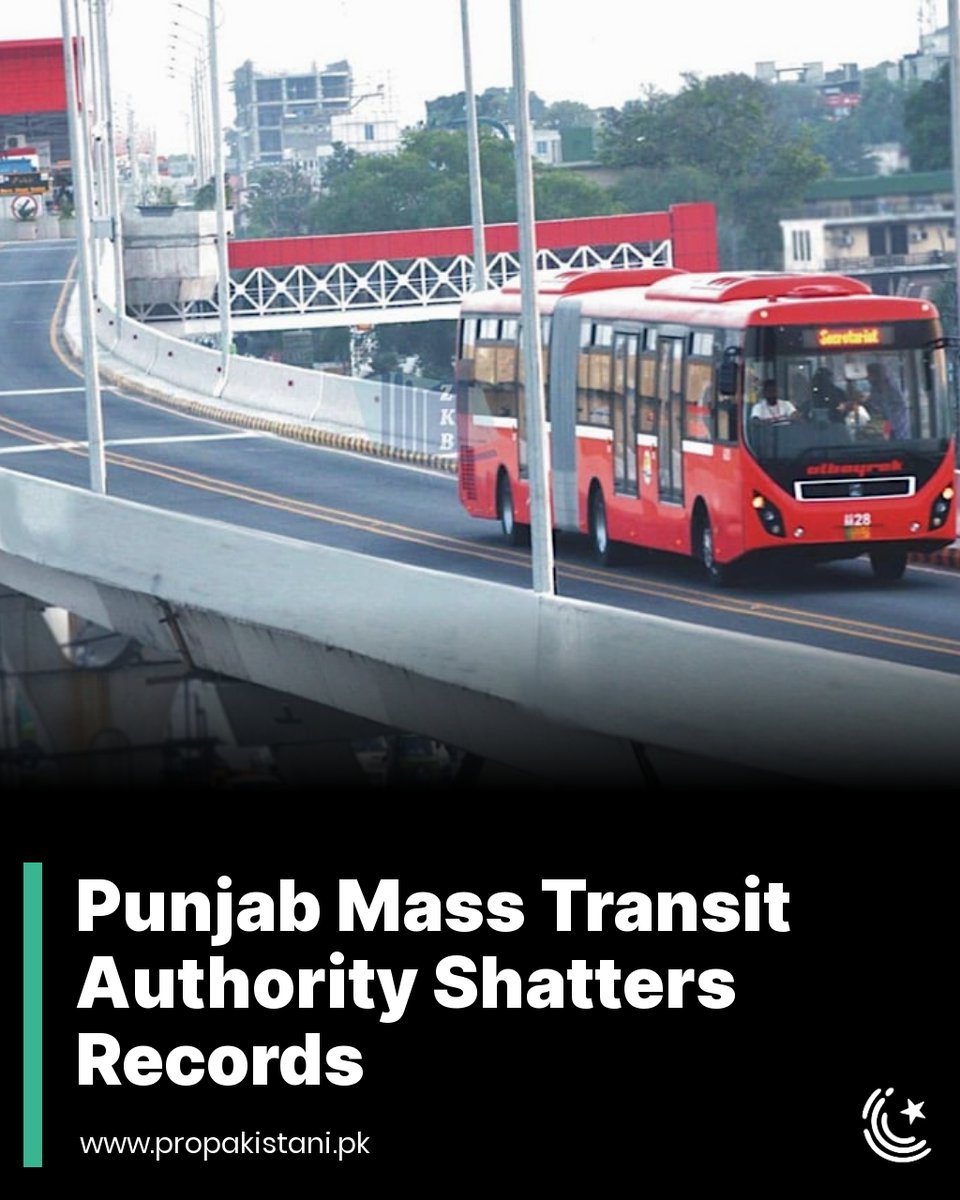 It reached a record-breaking number of riders (945,899) on its buses and trains on February 12, 2024.

Read More: propakistani.pk/2024/02/14/pun…

#PunjabMassTransitAuthority #PublicTransport #Metrobus #OrangeLine #Record