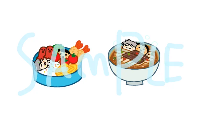 アクキーになる予定の絵かわいい。右は台湾イベント参加記念の牛肉麺 