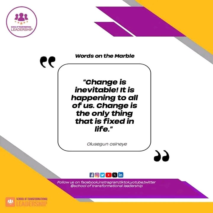 SOTL_Leadership's tweet photo. 🔄 What changes are you willing to make to make life pleasurable for you? #EmbraceChange #LifeisConstantlyChanging #adaptablechange https://t.co/61KPvOjDuz