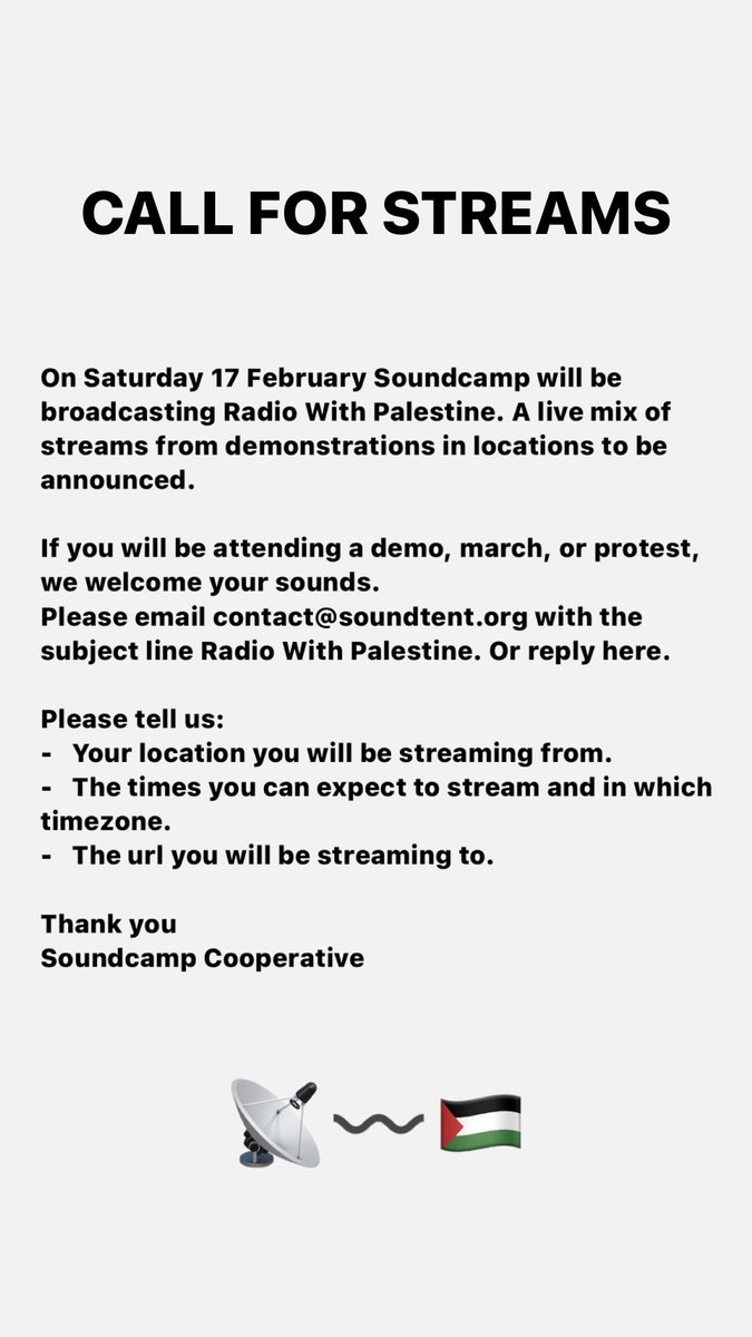 Radio With Palestine call for streams. 📡〰️🇵🇸 #acousticommons
