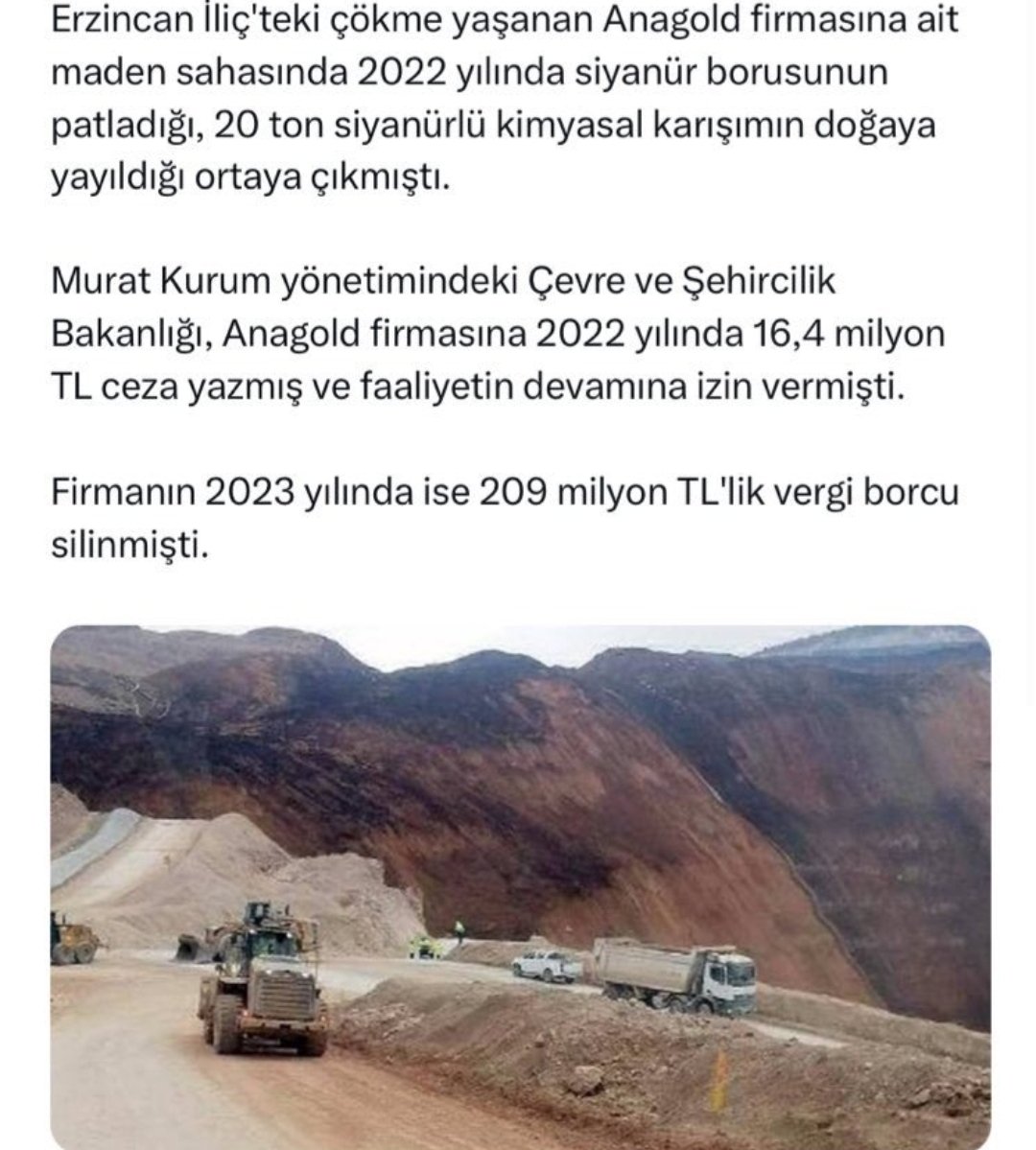 Madenin kapasite artışına kim onay verdi? Yıllık siyanür kullanımını 11 bin tona, sülfrik asit kullanımını 122 bin tona çıkarma iznini kim verdi? Bilin bakalım kim vermiş...
Murat Kurum
#EmeklininHesabı31Martta
#16MilyonEmekliÇokÖfkeli
#siyanür