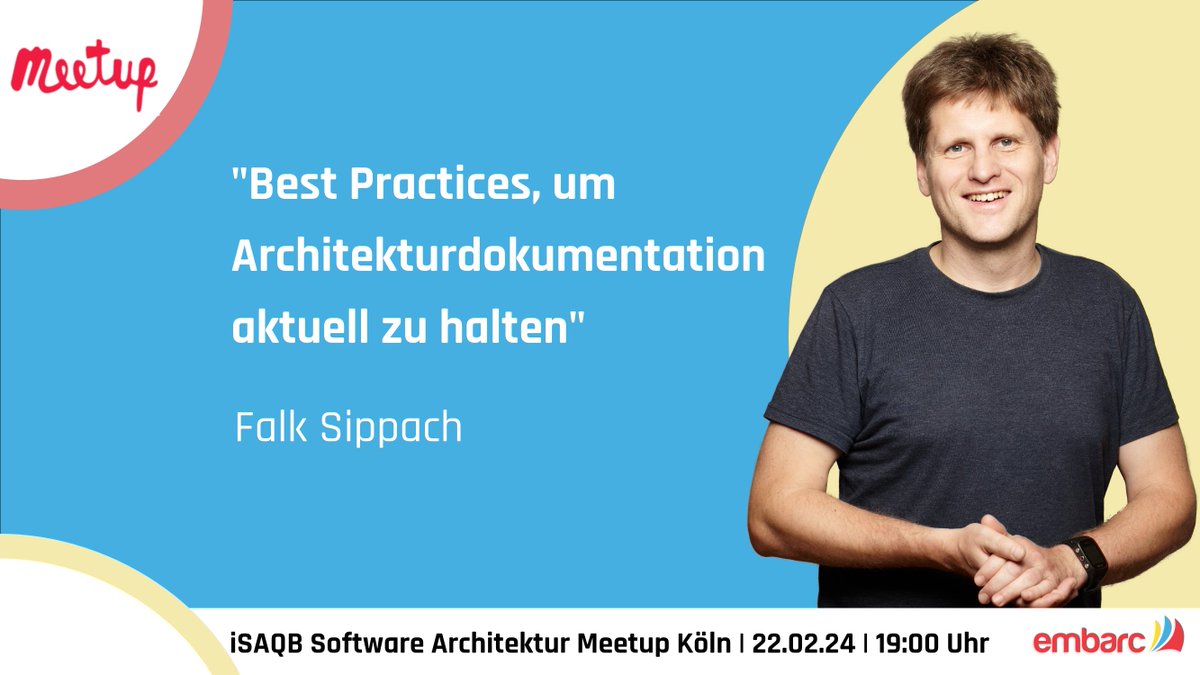 embarc Software Consulting GmbH (@embarced) on Twitter photo 🔜🎙 Seid am 22.02. in Köln dabei und erfahrt von <a href="/sippsack/">Falk @sippsack@bsky.social @sippsack@ijug.social</a>, wieso eine explizite Architektur und deren Dokumentation unerlässlich ist für den Erfolg eures Softwareprojektes. Profitiert von Falks Best Practices & Tools für eure tägliche Architekturarbeit: kurzelinks.de/bu6z 🔜🎙 Seid am 22.02. in Köln dabei und erfahrt von <a href="/sippsack/">Falk @sippsack@bsky.social @sippsack@ijug.social</a>, wieso eine explizite Architektur und deren Dokumentation unerlässlich ist für den Erfolg eures Softwareprojektes. Profitiert von Falks Best Practices & Tools für eure tägliche Architekturarbeit: kurzelinks.de/bu6z