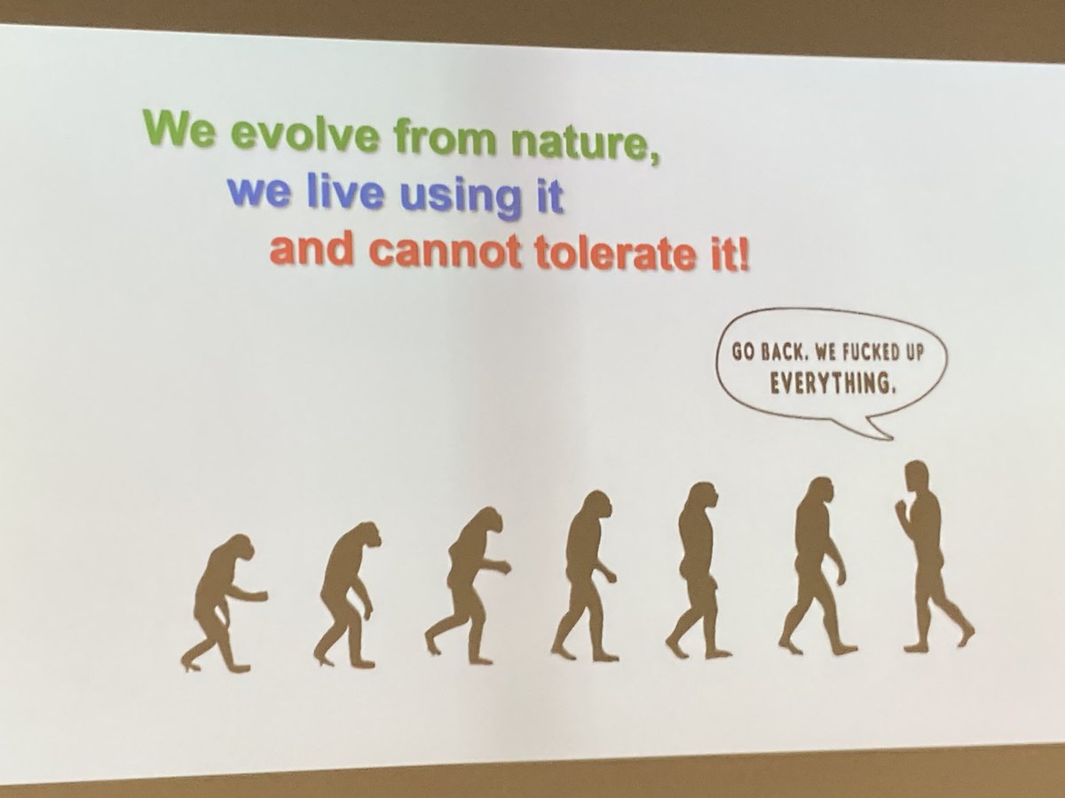 #tarihaahtela @ #peopleandplanet conference presents the strong evidence of the #healthbenefitsofnature (eg. allergies, diabetes, obesity, alzheimer). We need to have contact with nature for our immune system. We need to go back to nature to prevent chronic diseases.