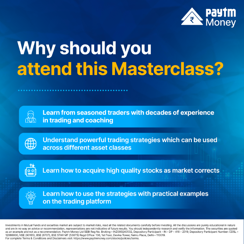 PaytmMoney's tweet photo. Join our '#ProfessionalTraders #Masterclass' with Manish Shah, Mumbai based trader, trainer & columnist & Neeraj Gogoi, Educational Coach at #PaytmMoney as they share valuable trading knowledge.
๐: 15th, 16th, 19th, 20th and 21st February
โฐ: 3:45 PM - 4:45 PM
Fee: โน99