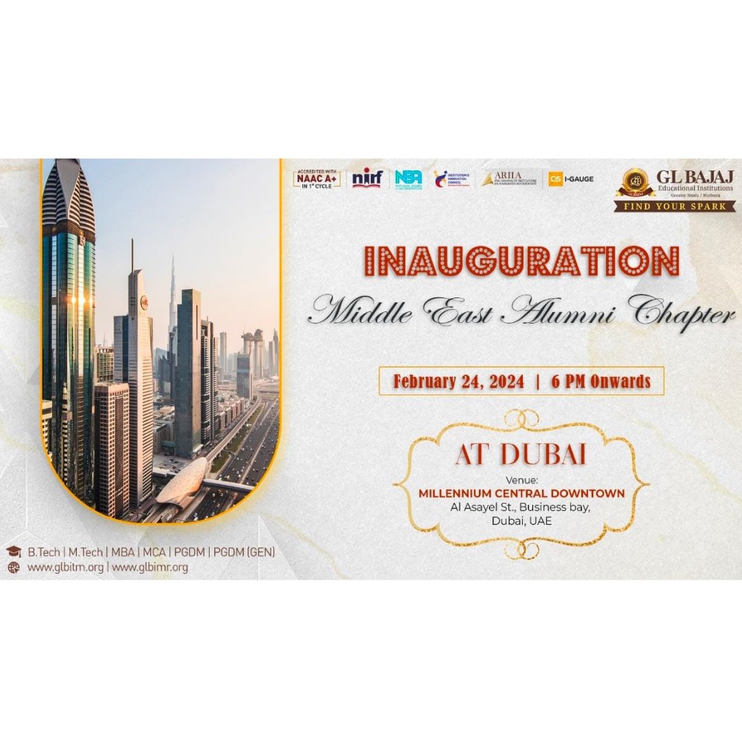 🌟 You're cordially invited to join us for the grand inauguration of the 📜 *Middle East Chapter 2024* 📜, an exclusive event for our esteemed alumni in the Middle East.🪄

📍 *Registration Link*
forms.gle/micx8iWBy5mUHk…

#alumnimeet #alumniachievement #uaealuminium #uaeresidents