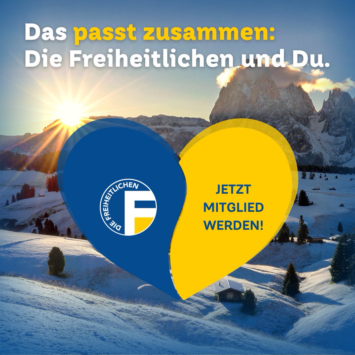 freiheitlich's tweet photo. 💙💛Dein Herz schlägt für #Südtirol und #Freiheit? Dann ist heute der ideale Tag, unseren #Antrag anzunehmen...☺️ werde jetzt Mitglied ➡️ https://t.co/Q6gYzONMhq
#Valentinstag #diefreiheitlichen #südtirolkannsbesser https://t.co/FV95ilW38z