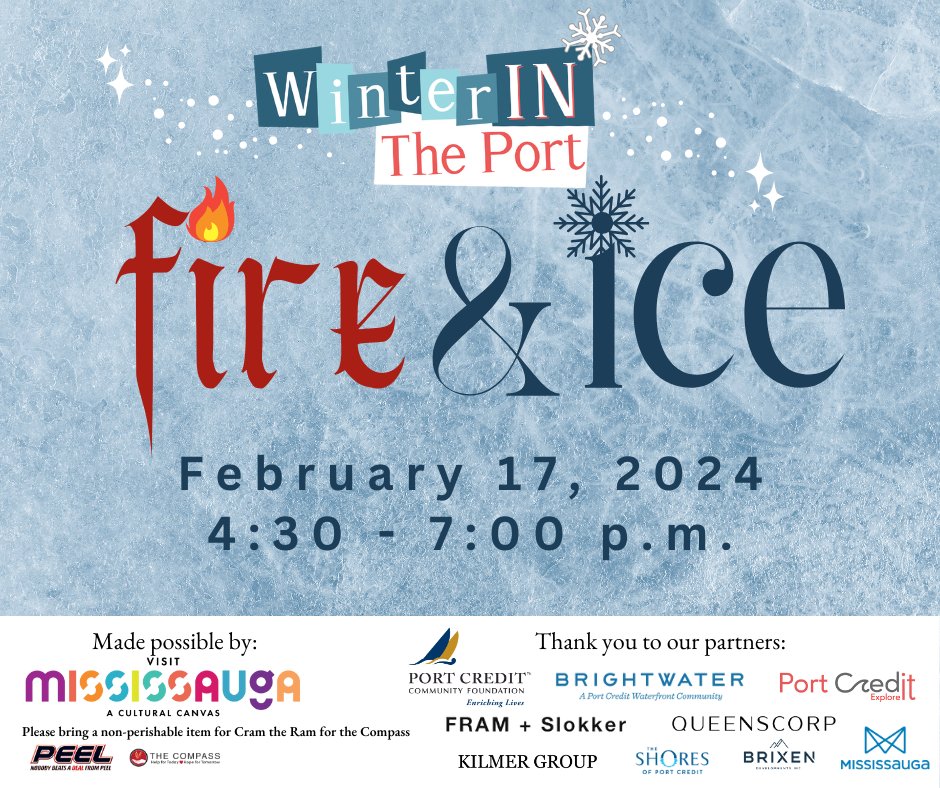 Join us in #PortCredit as we celebrate the Official Opening of the Skating Trail at Port Credit Memorial Park! The Fire & Ice celebration begins February 17th at 4:30 p.m. This FREE event offers a unique experience that incorporates Fire & Ice #INThePort! portcredit.com/upcoming-event…