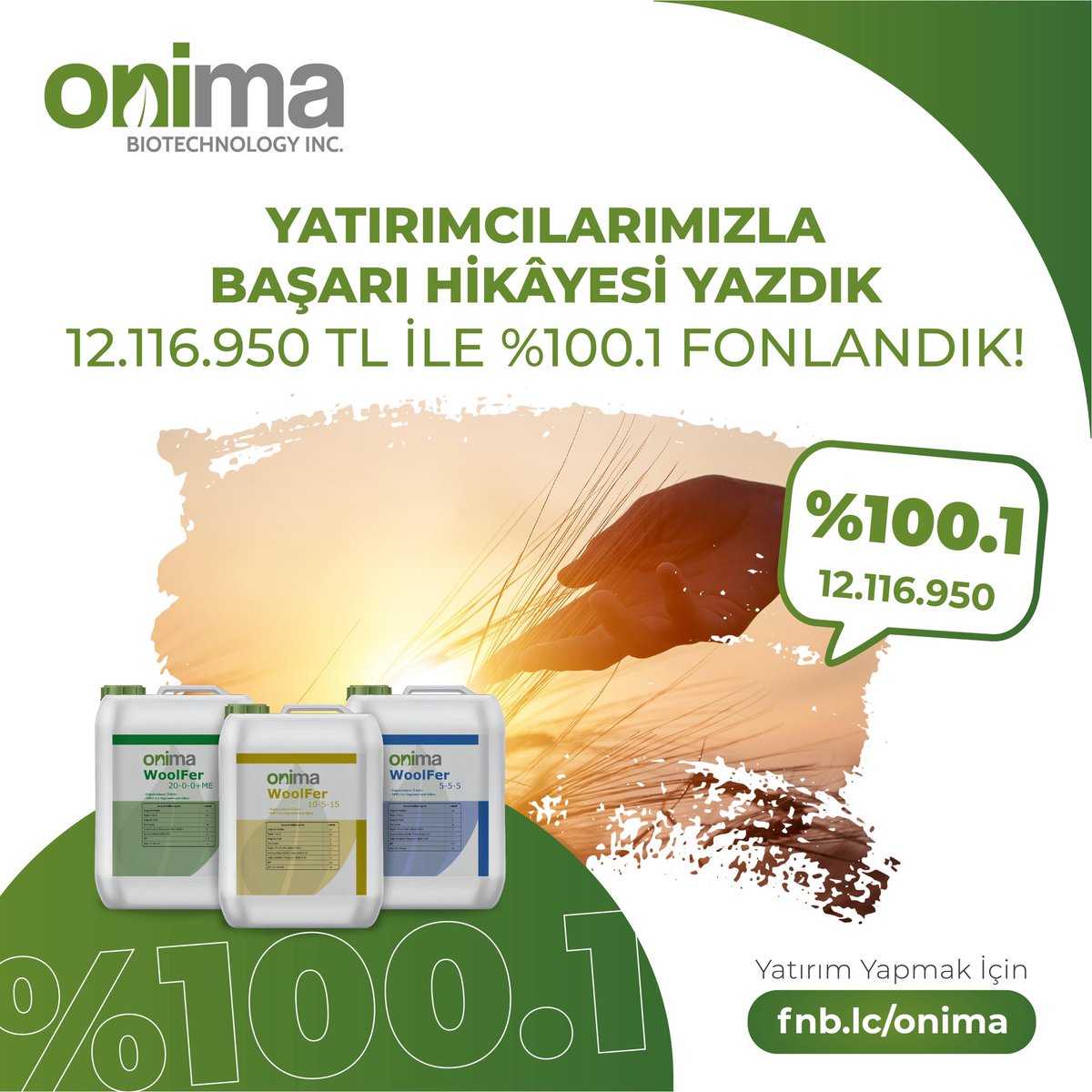 Yatırım turumuzda, yatırımcılarımızdan aldığımız 12.116.950 TL yatırım ile %100.1 fonlama hedefimize ulaştık! Bizimle birlikte başarı hikâyesi yazan yatırımcılarımıza teşekkürlerimizi sunuyoruz.
Yatırımcımız olmak için: fnb.lc/onima
<a href="/fonbulucu/">fonbulucu</a>