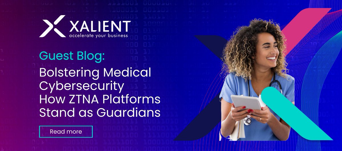 Xalient's tweet image. Explore #healthcare #cybersecurity with Jaye Tillson, HPE Aruba Networking Evangelist. In his latest article, discover the transformative role of #ZeroTrustNetworkAccess (#ZTNA) platforms in enhancing data protection and securing remote access. Read more: bit.ly/486NK6T