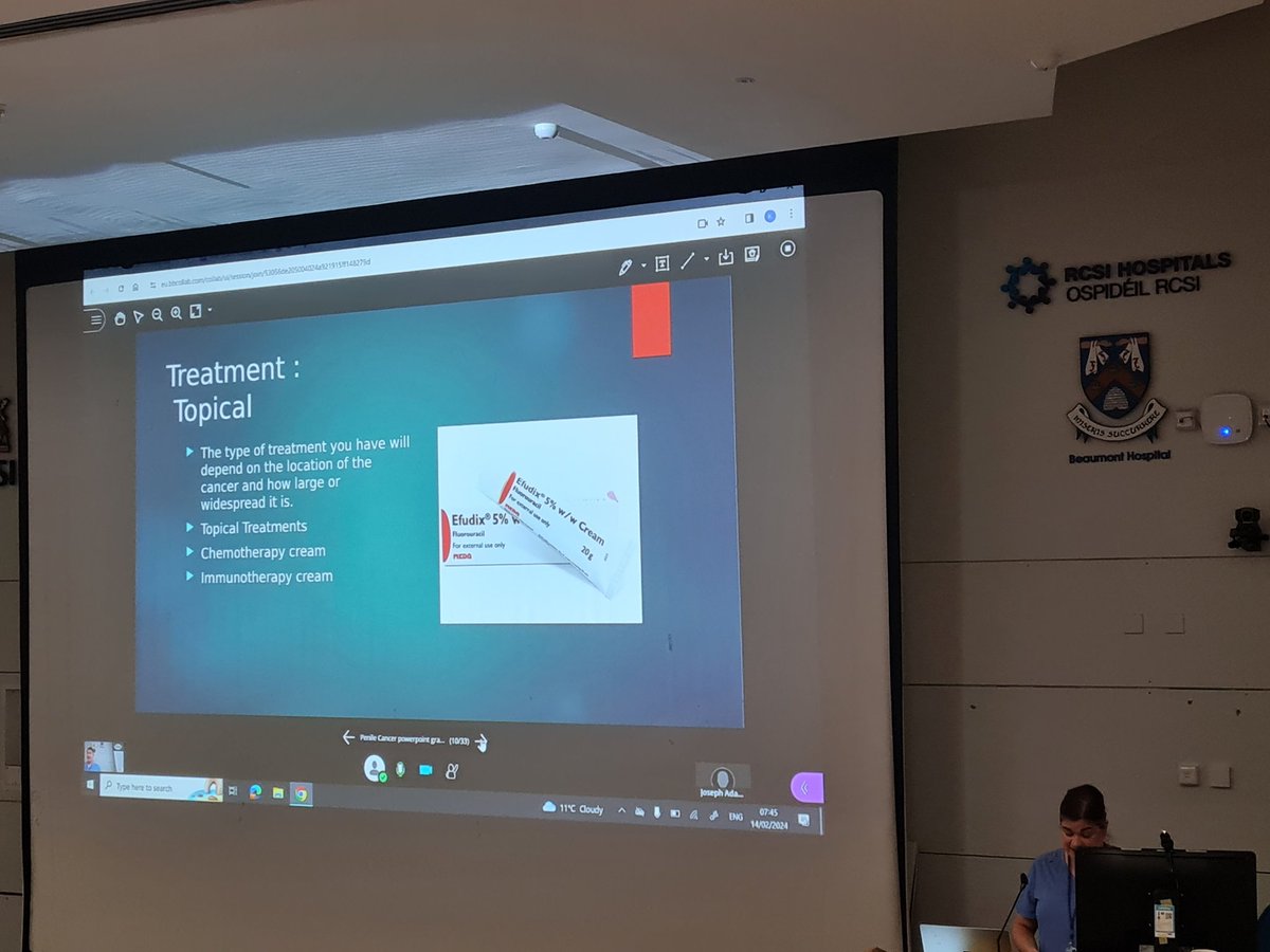 stmgarvey's tweet photo. Alison Doran,CNS Penile, bladder&amp;renal cancer presenting at ANP/CNS Grand Rounds on signs/symptoms,treatment option &amp; interesting case studies on penile cancer @Beaumont_Dublin @saratwhite @imcandrol @dmkernanwardell @KarenNicG @CancerCentreIre @petrinadonnelly @colbertdonaghey https://t.co/75r0x5Onn4