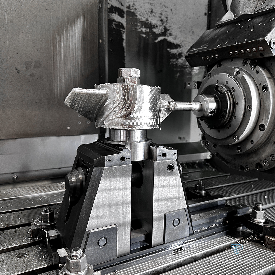 In this workpiece we completely changed the production technology; the propeller blades were previously welded and then sent for balancing, but now the propeller is made from single piece of stainless bar on a 5-axis milling machine