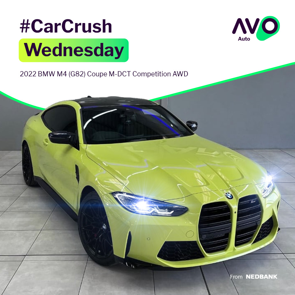 AvoSuperShop's tweet photo. We have a car crush! 🤩 

Check out the sweet wheels on this 2022 BMW M4 Competition Coupé with AWD! 

Hot or not? 

Let us know in the comments below, and be sure to check out  Avo Auto’s virtual showroom: https://t.co/bAYOSSz48I

#AvoAuto #CarCrushWednesday #AvoSuperShop 🥑 https://t.co/esmcwpO3Zx
