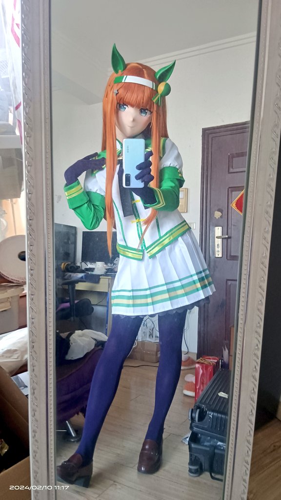 Misaka93222766's tweet image. #kigurumi #ウマ娘 #无声铃鹿
决胜服铃鹿，以及，新年快乐
头： @BHYrenxing