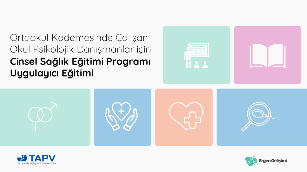 Ortaokul Kademesinde Çalışan Okul Psikolojik Danışmanlar için Cinsel Sağlık Eğitimi Programı Uygulayıcı Eğitimi'nin 5.sini düzenliyoruz.

27 Şubat - 1 Mart 2024 tarihleri arasında çevrimiçi olarak gerçekleştireceğimiz bu eğitimin genel amacı, ortaokul kademesinde görev yapan okul