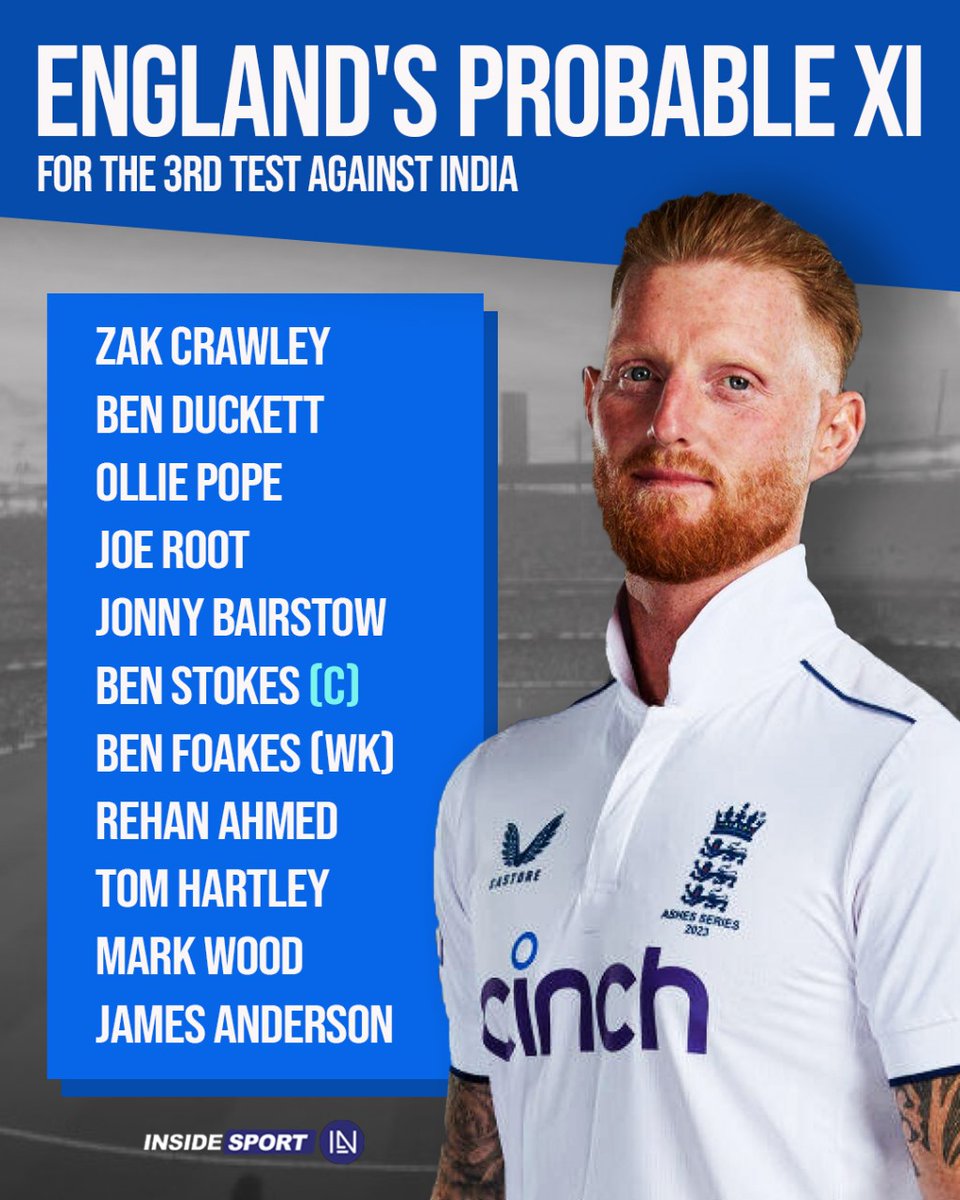 InsideSportIND's tweet photo. Mark Wood replaces Bashir Ahmed for England in the 3rd Test against India in Rajkot 🏏
#MarkWood #BashirAhmed #BenStokes #INDvENG #CricketTwitter https://t.co/bO3VuCwXpz