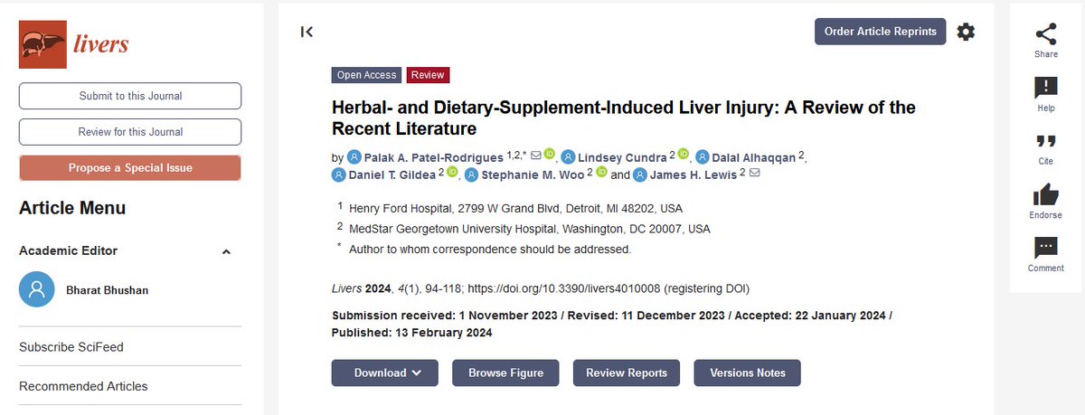 #mdpilivers                
Welcome to read the paper '#Herbal- and #Dietary-#Supplement-Induced #LiverInjury: A Review of the Recent Literature'.              

Free full-text: mdpi.com/2673-4389/4/1/8